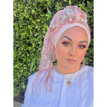 Exquisite Sequins & Floral Headwrap - Pink-Long Wrap-The Little Tichel Lady
