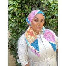 Lightweight Pretied w/ Velvet & Adjustable Band - Patchwork Print-Pretieds-The Little Tichel Lady