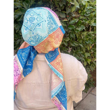 Lightweight Pretied w/ Velvet & Adjustable Band - Patchwork Print-Pretieds-The Little Tichel Lady