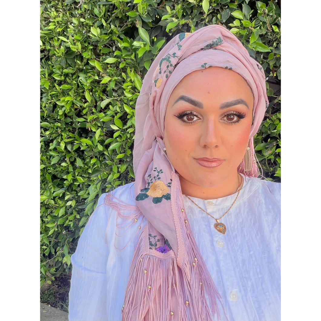 Exquisite Oversized Luxe Square - Dusty Pink Floral-Squares-The Little Tichel Lady