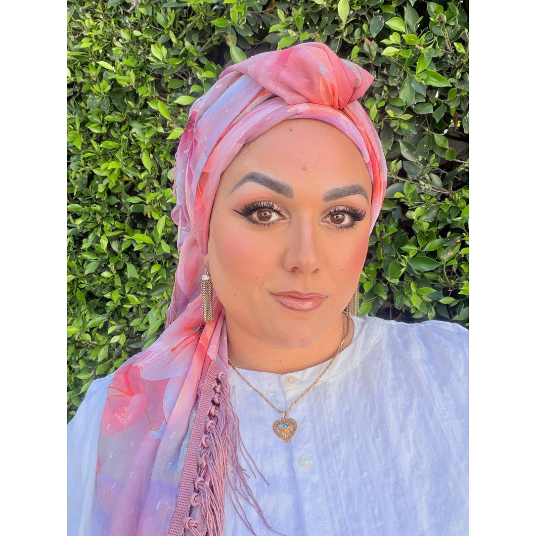 Exquisite Oversized Luxe Square - Pink/Purple Floral Watercolor-Squares-The Little Tichel Lady