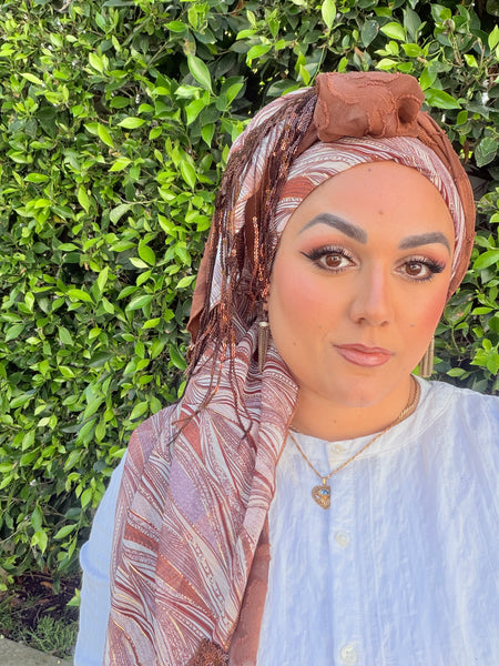 Exquisite Oversized Luxe Square - Brown Print-Squares-The Little Tichel Lady