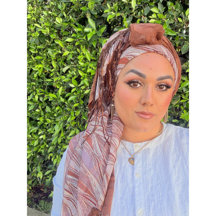 Exquisite Oversized Luxe Square - Brown Print-Squares-The Little Tichel Lady