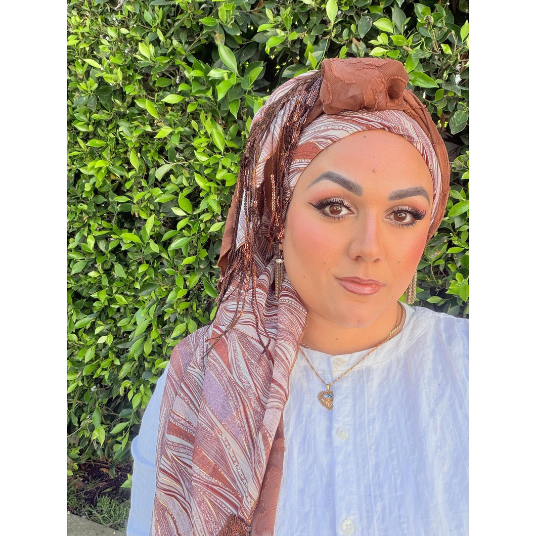 Exquisite Oversized Luxe Square - Brown Print-Squares-The Little Tichel Lady