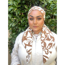 Lightweight Pretied w/ Velvet & Adjustable Band - Abstract Neutral Floral-Pretieds-The Little Tichel Lady
