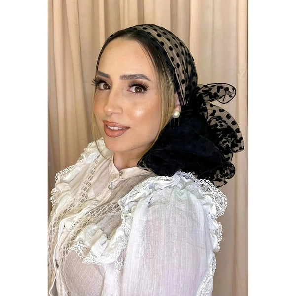 Avigail Lahiani Elegant Headcover Set - Black Lace/Neutral Base-Specialty Items-The Little Tichel Lady