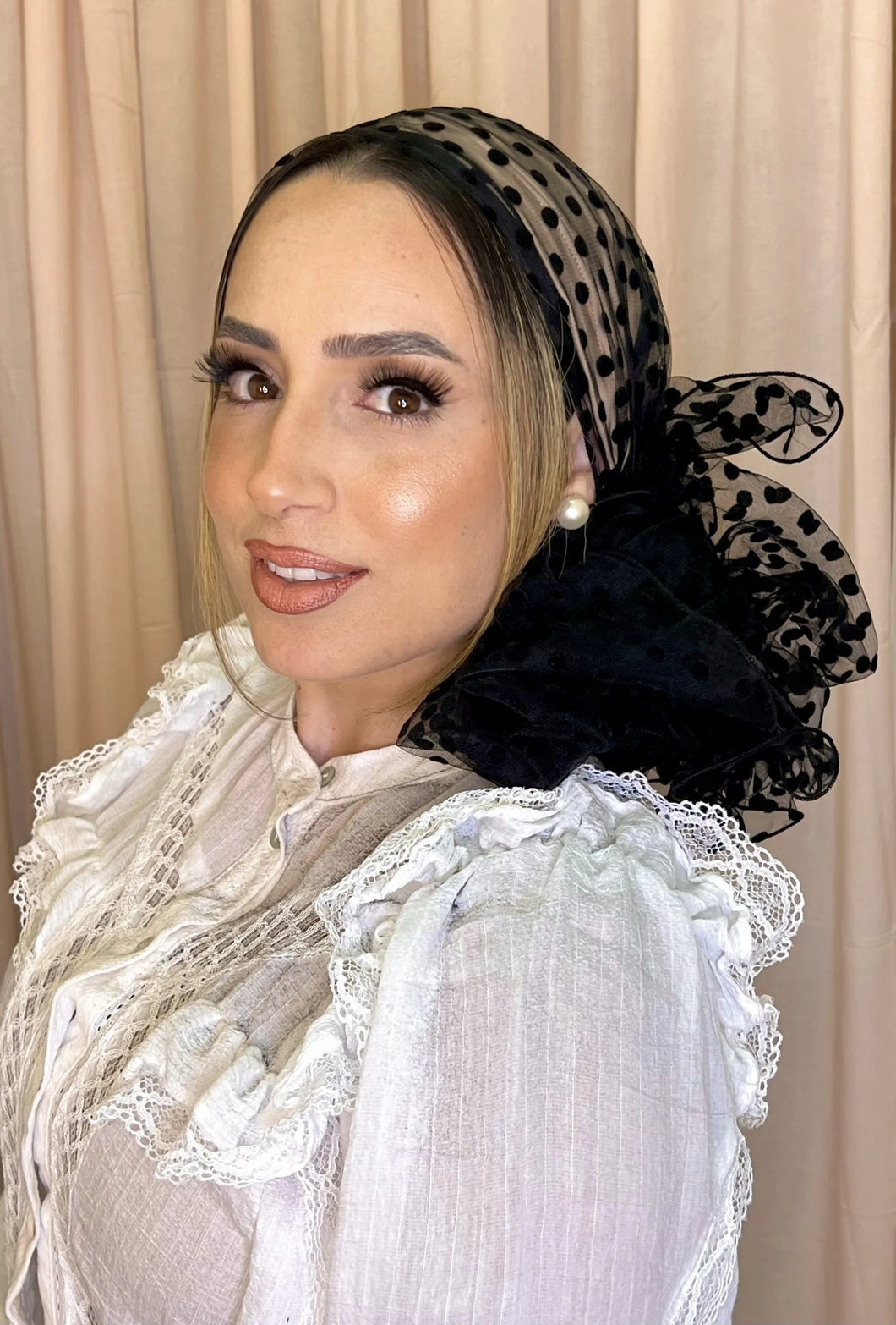Avigail Lahiani Elegant Headcover Set - Black Lace/Neutral Base-Specialty Items-The Little Tichel Lady