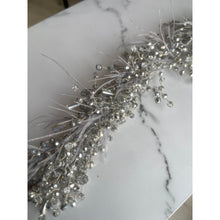 Luxurious Silver Beaded w/ Feathers Headpiece-Headband-The Little Tichel Lady