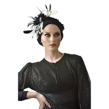 Yeela’s Exquisite Beret - Black/Off-White Fascinator-Beret-The Little Tichel Lady