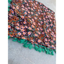 Israeli Tassel Embroidered Very Large Square - Earthy Floral-Squares-The Little Tichel Lady