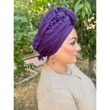 Pom Pom Detailed Headwraps - Purple-Long Wrap-The Little Tichel Lady