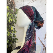 Pretied Turkish Cotton Textured Tichel w/ Long Tails - Navy/Multi Splatter-pretieds-The Little Tichel Lady