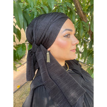 Pleated Long Headwrap - Black-Long Wrap-The Little Tichel Lady