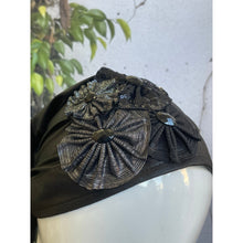 Embellished Metallic Pretied - Black/Pewter-pretieds-The Little Tichel Lady