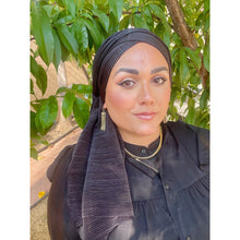 Pleated Long Headwrap - Black-Long Wrap-The Little Tichel Lady