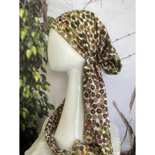 Pretied Turkish Cotton Textured Tichel w/ Long Tails - Earthy Floral Print-pretieds-The Little Tichel Lady