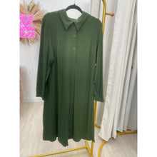 Ribbed Button Down Shirt Dress - Olive, PLUS SIZE-dress-The Little Tichel Lady