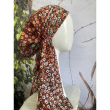 Pretied Turkish Cotton Textured Tichel w/ Long Tails - Burgundy Floral-pretieds-The Little Tichel Lady