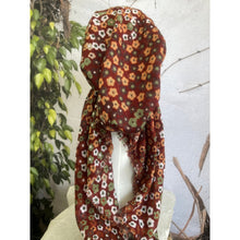 Pretied Turkish Cotton Textured Tichel w/ Long Tails - Burgundy Floral-pretieds-The Little Tichel Lady