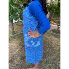 Girls Modest Swim Dress - Blue Print (Sizes 7-16)-dress-The Little Tichel Lady