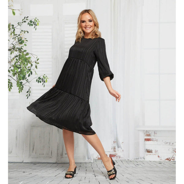 Pretty Black Tiered Dress-dress-The Little Tichel Lady