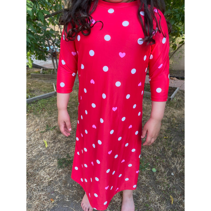 Girls Modest Swim Dress - Polka Dot (Sizes 5-6)-dress-The Little Tichel Lady