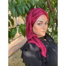 Pleated Long Headwrap - Bordeaux-Long Wrap-The Little Tichel Lady