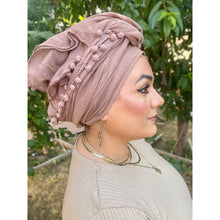 Pom Pom Detailed Headwraps - Oak-Long Wrap-The Little Tichel Lady