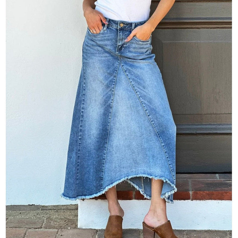 ★LOW CLASSIC★ ORGANIC DENIM MIDI SKIRTLIGHT BLUE LOC23AM_S image_42a18424-3f0f-4051-aec3-