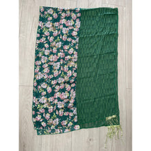 Luxe Israeli Floral Print Wrap - Green-Long Wrap-The Little Tichel Lady