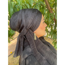 Pleated Long Headwrap - Black-Long Wrap-The Little Tichel Lady