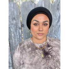 Front Pleated Cotton Beret - Black-Berets/ Snoods-The Little Tichel Lady