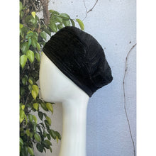 Embellished Hat - Size #1 Black Shimmer Pleated-Hat-The Little Tichel Lady