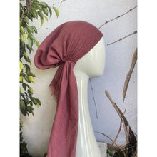 Pretied Turkish Cotton Textured Tichel w/ Long Tails - Deep Rose-pretieds-The Little Tichel Lady