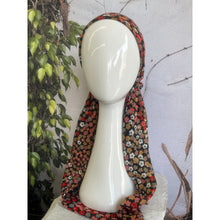 Pretied Turkish Cotton Textured Tichel w/ Long Tails - Black/Multi Floral-pretieds-The Little Tichel Lady