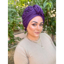 Pom Pom Detailed Headwraps - Purple-Long Wrap-The Little Tichel Lady