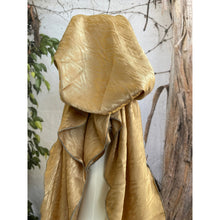 Satin Pretied, Long Tails w/ VELVET HEADBAND - Gold Print-pretieds-The Little Tichel Lady