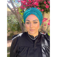 Israeli Voluminous Detailed Headwrap - Turquoise-Long Wrap-The Little Tichel Lady