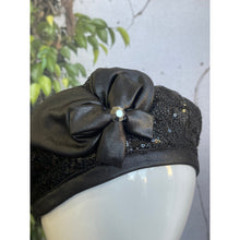 Embellished Hat - Size #1 Black Sequins Print-Hat-The Little Tichel Lady