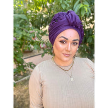 Pom Pom Detailed Headwraps - Purple-Long Wrap-The Little Tichel Lady