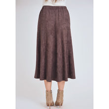 Faux Suede Chocolate Brown Midi Skirt-skirt-The Little Tichel Lady