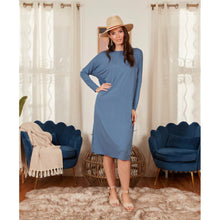 Batwing Stretchy Dress - Denim Blue-dress-The Little Tichel Lady