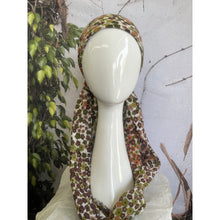 Pretied Turkish Cotton Textured Tichel w/ Long Tails - Earthy Floral Print-pretieds-The Little Tichel Lady