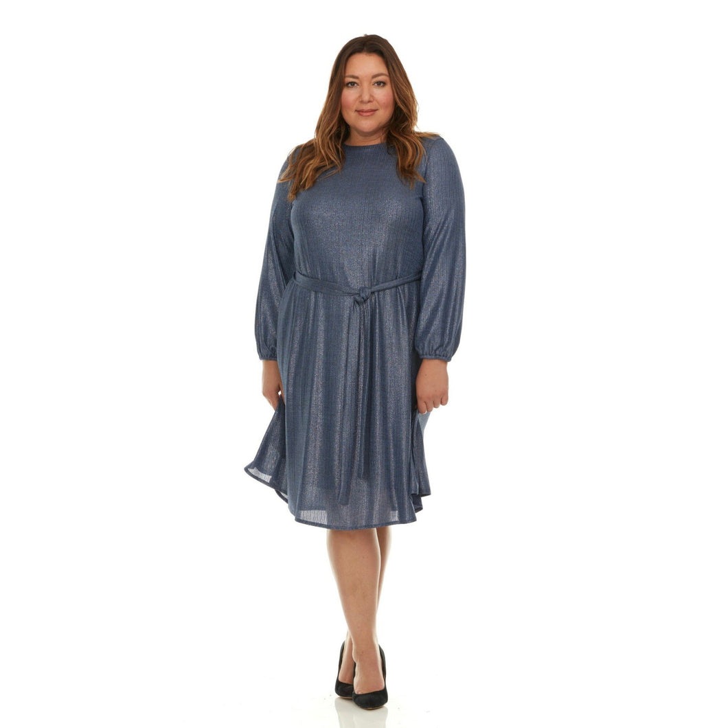 Shimmer A-Line Dress, Blue - PLUS SIZE The Little Tichel Lady Shimmer A-Line Dress, Blue - PLUS SIZE The Little Tichel Lady