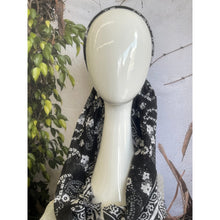 Pretied Turkish Cotton Textured Tichel w/ Long Tails - Black/White Print-pretieds-The Little Tichel Lady