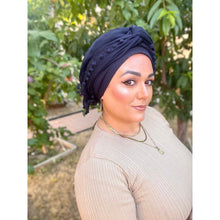 Pom Pom Detailed Headwraps - Navy-Long Wrap-The Little Tichel Lady