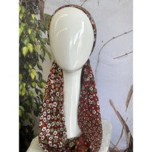 Pretied Turkish Cotton Textured Tichel w/ Long Tails - Burgundy Floral-pretieds-The Little Tichel Lady