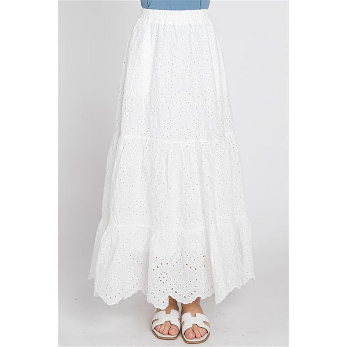 Eyelet Lightweight Maxi Skirt-skirt-The Little Tichel Lady