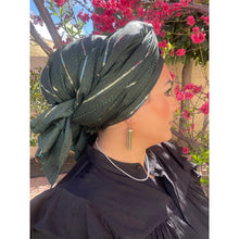 Israeli Voluminous Detailed Headwrap - Bottle Green-Long Wrap-The Little Tichel Lady