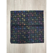 Turkish Foiled Print Square Tichels - Black/Multi Stars-Squares-The Little Tichel Lady